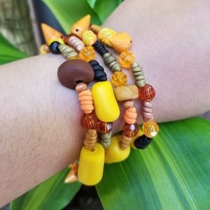 🆕️Handmade Bracelet Handmade Necklace Orange Geo Clay Beads for Meditation